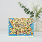 Carte illustrée de la Suède sur carte postale (Debout devant)