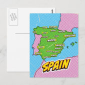 Carte illustrée de l'Espagne dans le style Pop Art (Devant / Derrière)