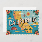 Carte illustrée de l'état de Californie (Devant / Derrière)