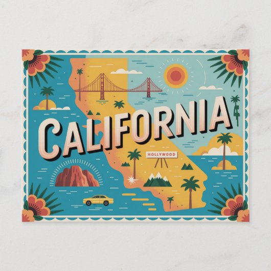 Carte illustrée de l'état de Californie (Devant)