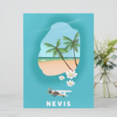 Carte illustrée de l'île caraïbe de Niévès. (Debout devant)