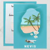 Carte illustrée de l'île caraïbe de Niévès. (Devant / Derrière)