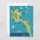 Carte illustrée de l'île de Noirmoutier (Devant / Derrière)