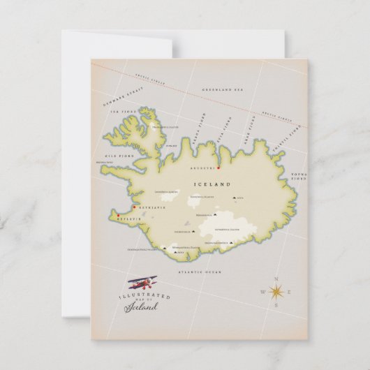 Carte illustrée de l'Islande (Devant)