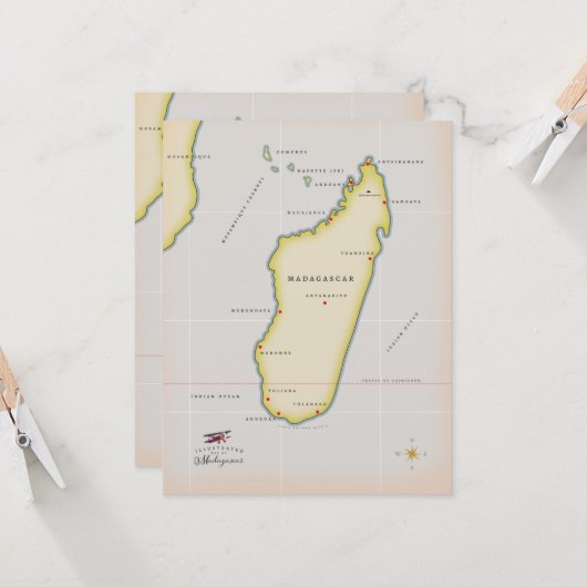 Carte illustrée de Madagascar (Devant/Arrière en situation)