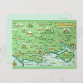 Carte illustrée de manière colorée Hampshire Angle (Devant / Derrière)