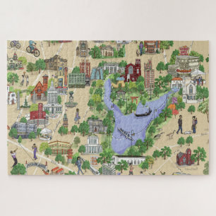 Carte illustrée de Oakland, Lake Merritt Puzzle