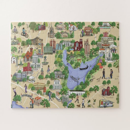 Carte illustrée de Oakland, Lake Merritt Puzzle (Horizontal)
