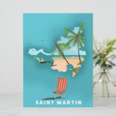 Carte illustrée de Saint-Martin. (Debout devant)