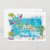 Carte illustrée de Saint-Thomas Îles Vierges améri (Devant / Derrière)