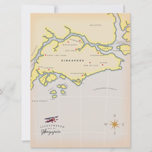 Carte illustrée de Singapour (Devant)