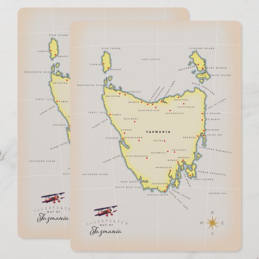 Carte illustrée de Tasmanie. (Devant / Derrière)