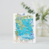 Carte illustrée de voyage de Grèce en Méditerranée (Debout devant)