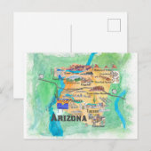 Carte illustrée de voyage de l'État de l'Arizona a (Devant / Derrière)