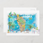 Carte illustrée de voyage des Antilles de la Domin (Devant / Derrière)