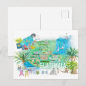 Carte illustrée de voyage du Guatemala avec des ro (Devant / Derrière)