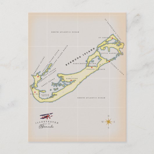 Carte illustrée des Bermudes (Devant)