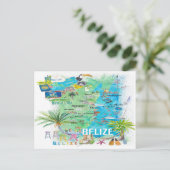 Carte illustrée des Caraïbes du Belize avec routes (Debout devant)