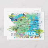 Carte illustrée des Caraïbes du Belize avec routes (Devant / Derrière)