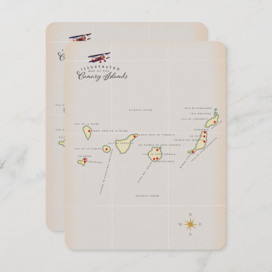 Carte illustrée des îles Canaries. (Devant / Derrière)