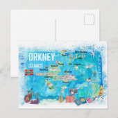 Carte illustrée des îles Orcades pour les voyageur (Devant / Derrière)