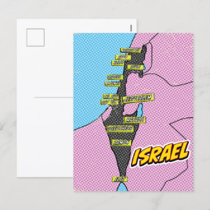 Carte illustrée d'Israël dans le style Pop Art