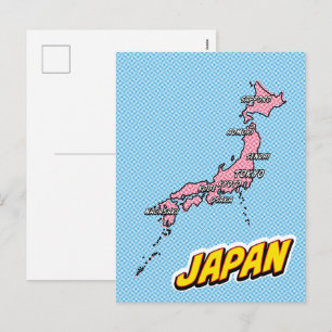 Carte illustrée du Japon dans le style Pop Art