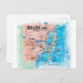Carte illustrée Miami Florida (Devant / Derrière)