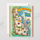 Carte illustrée vintage du Delaware (Devant / Derrière)