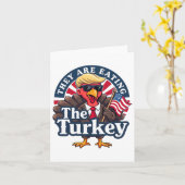 Carte Ils Mangent Des Dindons Drôle Faire Thanksgiving G (Fleur jaune)