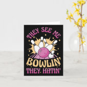 Carte Ils Me Voient Bowler Ils Hatinent Funny Bowler (Fleur jaune)