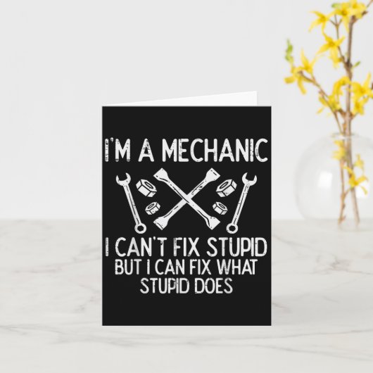 Carte Im A Mechanic Cant Fix Stud Funny Car Auto Garage (Fleur jaune)