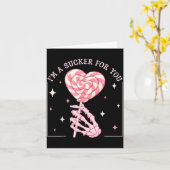 Carte I'm A Sucker For You Skeleton Heart Candy Valentin (Fleur jaune)