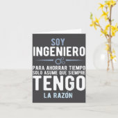 Carte I'm An Engineer I'm Always Right In Spanish Funny  (Fleur jaune)