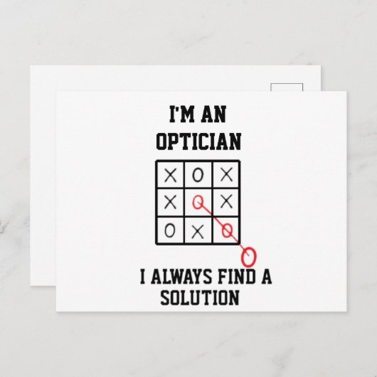 Carte Im An Optician I Always Find A Solution (Devant / Derrière)