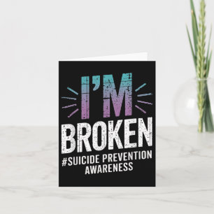 Carte Im Brossé Turquoise & Purple Ribbon Suicide Em