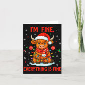 Carte I'm Fine Everything Is Fine Christmas Highland Cow (Devant)