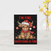 Carte Im Fine Everything Is Fine Funny Christmas Highlan (Fleur jaune)