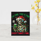 Carte I'm Fine This Is Fine Everything Christmas Skeleto (Fleur jaune)