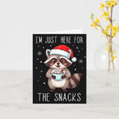 Carte I'm Just Here For The Snacks Christmas Raccoon  (Fleur jaune)