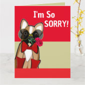 Carte I'm So Sorry Cute Bulldog Belated Birthday (Fleur jaune)