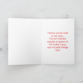 Carte I'm Sorry | Funny Chicken | Making Up (Intérieur)