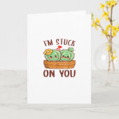 Carte Im Stuck On You Cactus Succulent Valentines Day Cu (Fleur jaune)