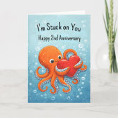 Carte I'm Stuck on You Octopus Anniversary Funny any yr (Devant)