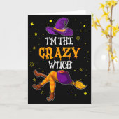 Carte I'm The Crazy Witch Funny Halloween Matching Group (Fleur jaune)