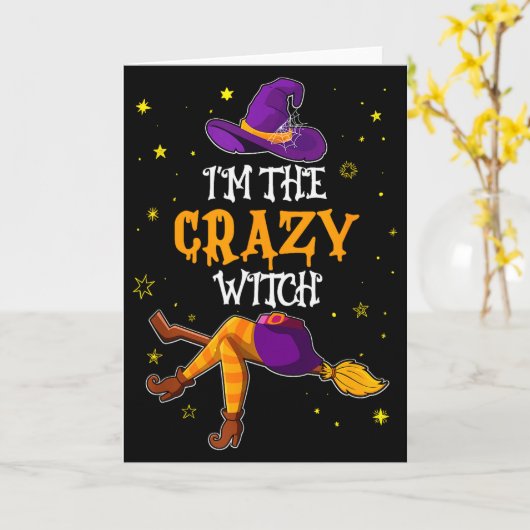 Carte I'm The Crazy Witch Funny Halloween Matching Group (Fleur jaune)