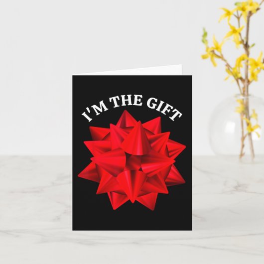 Carte "I'm The Gift" Surdimensionné Red Bow Fun Christma (Fleur jaune)