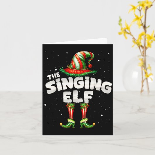 Carte I'm The Singing Elf Family Matching Group Christma (Fleur jaune)