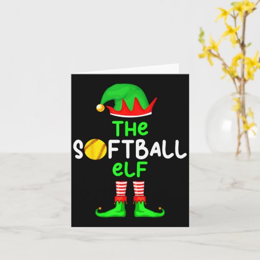 Carte I'm The Softball Elf Christmas Family Matching Paj (Fleur jaune)