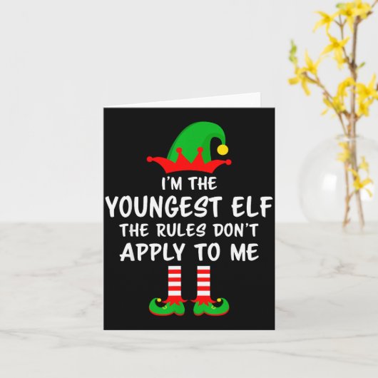 Carte I'm The Youngest Elf Matching Family Christmas (Fleur jaune)